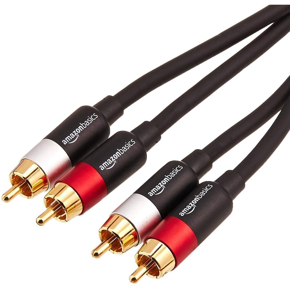 Amazon Basics 2 RCA Stereo Audio Cable 4 Ft Black Gold-Plated Hi-Fi Subwoofer
